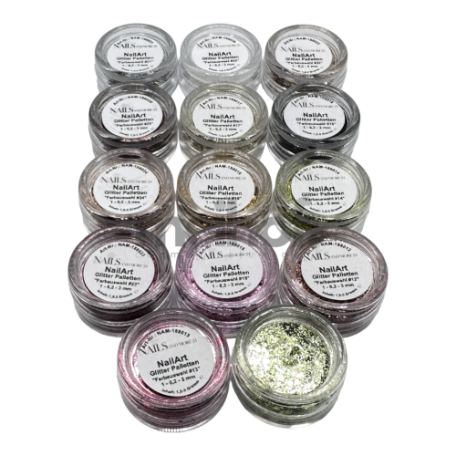Preview: NAM24 Glitter Pailetten | Abverkauf Nailart Chrom Glitzer  1-0,2-3mm Set 14 teilig Preview: NAM24 Glitter Pailetten | Abverkauf Nailart Chrom Glitzer  1-0,2-3mm Set 14 teilig